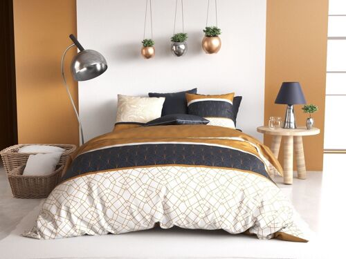 Parure de lit housse de couette avec taie d'oreiller 100% Coton 57 fils Felora Taille 140 x 200 cm