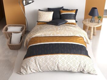 Parure de lit housse de couette avec taie d'oreiller 100% Coton 57 fils Felora Taille 200 x 200 cm 2