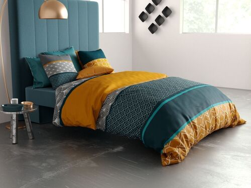 Parure de lit housse de couette avec taie d'oreiller 100% Coton 57 fils Lupin Taille 140 x 200 cm