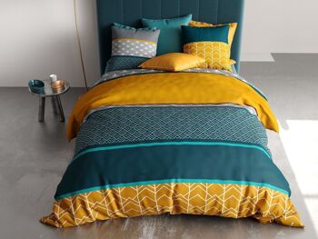 Parure de lit housse de couette avec taie d'oreiller 100% Coton 57 fils Lupin Taille 240 x 260 cm 2