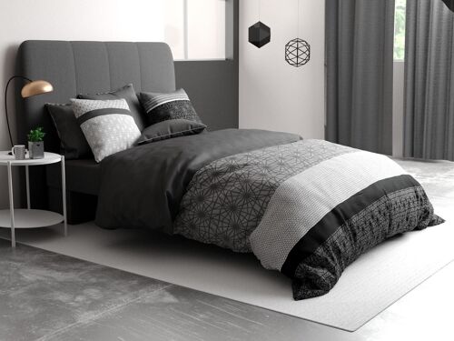 Parure de lit housse de couette avec taie d'oreiller 100% Coton 57 fils Sandro Taille 140 x 200 cm