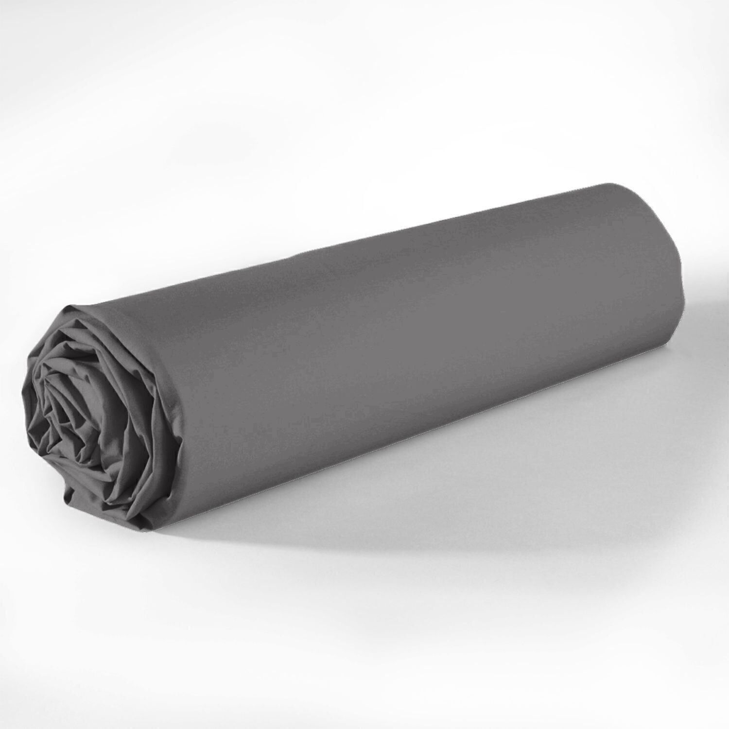 Lenzuolo sotto con angoli 100% Cotone 57 fili con cappello Dimensioni 140 x 190 cm Colore Antracite