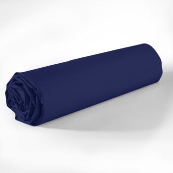 Drap housse 100% Coton 57 fils avec bonnet Taille 200 x 200 cm Couleur Bleu Marine 1