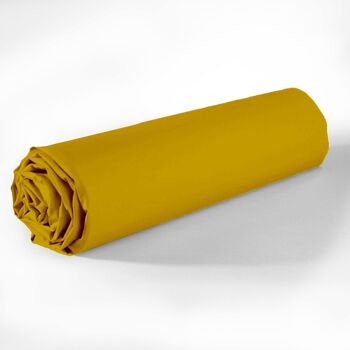 Drap housse 100% Coton 57 fils avec bonnet Taille 200 x 200 cm Couleur Jaune 1