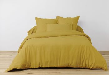 Drap housse 100% Coton 57 fils avec bonnet Taille 90 x 190 cm Couleur Jaune 3