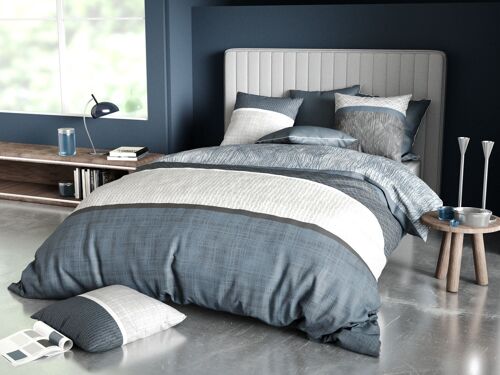 Parure de lit housse de couette avec taie d'oreiller 100% Percale de Coton 71 fils Brehat Taille 140 x 200 cm