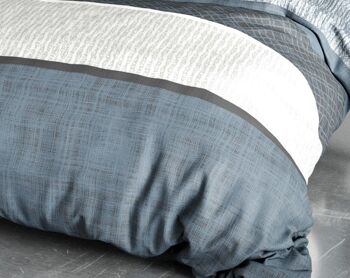 Parure de lit housse de couette avec taie d'oreiller 100% Percale de Coton 71 fils Brehat Taille 200 x 200 cm 2