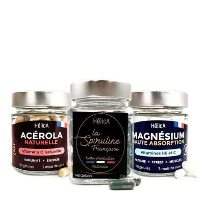 Pack Spirulina-Acerola-Magnesio fabricado en Francia
