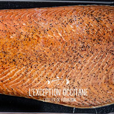 Hot smoked salmon fillet with 5 berries (1 kg)
