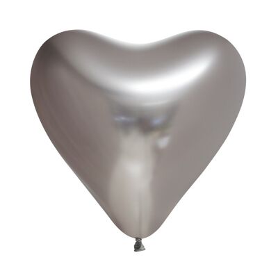 6 palloncini Heartshape Mirror 12" argento