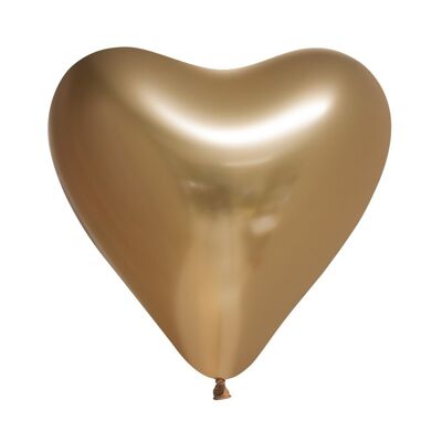 6 globos de espejo con forma de corazón de 12" dorados