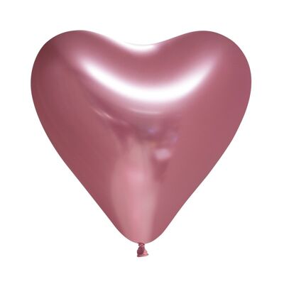 6 globos de espejo con forma de corazón de 12" rosa