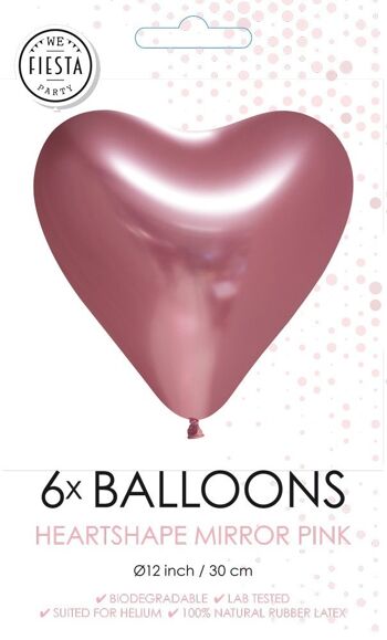 6 ballons Heartshape Mirror 12" rose 2