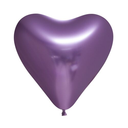 6 Heartshape Mirror balloons 12" purple