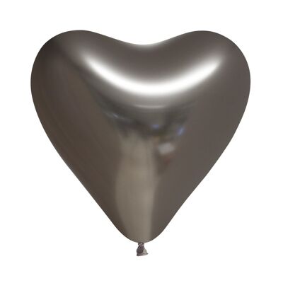 6 Spiegelballons in Herzform, 30,5 cm, Spacegrau