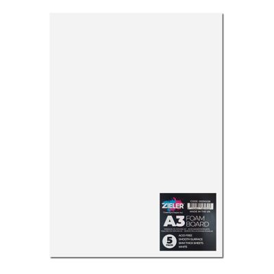A3 Foam Board - 5mm - White (Pack of 5) - by Zieler | 09290038