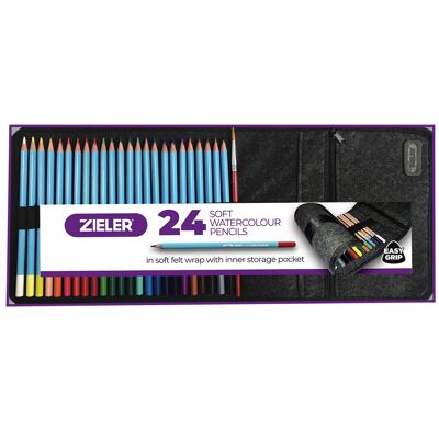 Watercolour Pencil Set with Felt Wrap - Set of 24 - by Zieler | 09290047
