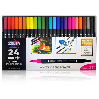 Fineliner Pens / Brush Pens (Duo Tip, set of 24) - Zieler | 09292256