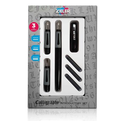 Introductory Calligraphy Pen Set | 3 Nibs & 1 Pen Section | Includes Cartridges - by Zieler | 09299263