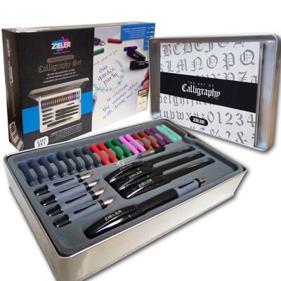 Ultimate Calligraphy Pen Gift Set (32 pieces) | Presented in a Tin Gift Box - by Zieler | 09299264