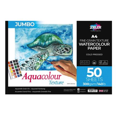 A4 Premium Watercolour Paper Fine Grain Texture Jumbo 50 sheets | 09299281