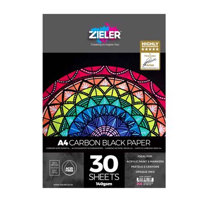 A4 Carbon Black Cartridge Paper 140gsm | 30 Sheets | by Zieler | 09299337