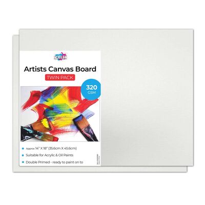Canvas Boards 14" x 18" Approx (35.6cm x 45.6cm) Pack of 2 | 09299389 | By Zieler