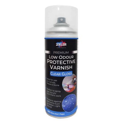 Premium Low Odour Protective Varnish Spray - Clear Gloss (400ml) - by Zieler | 09299386