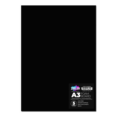 A3 Foam Board - 5mm - Black (Pack of 5) - by Zieler | 09299384