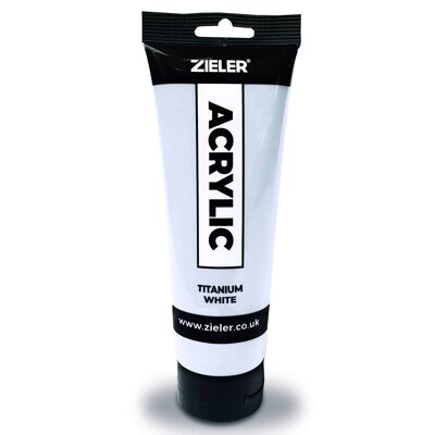 Premium Acrylic Paint | High Pigment (120ml Tube) by Zieler - Titanium White