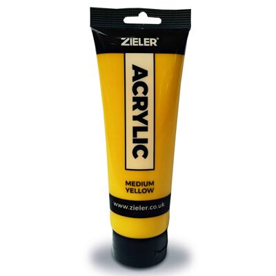 Premium Acrylic Paint | High Pigment (120ml Tube) by Zieler - Medium Yellow