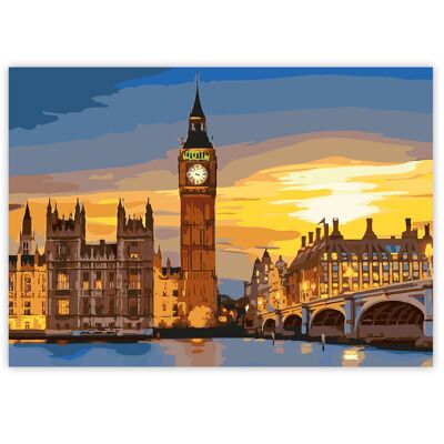 Paint By Numbers on A3 Canvas - Big Ben | 24-Colour Gift Set by Zieler | 09299434