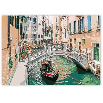 Paint By Numbers on A3 Canvas - Venice | 24-Colour Gift Set by Zieler | 09299435