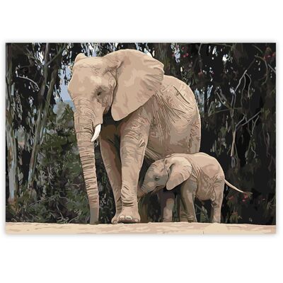 Paint By Numbers on A3 Canvas - Elephants | 24-Colour Gift Set by Zieler | 09299440