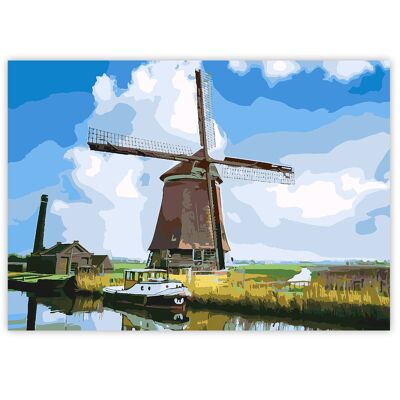 Paint By Numbers on A3 Canvas - Windmill | 24-Colour Gift Set by Zieler | 09299443