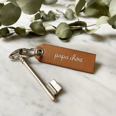 Dad darling camel key ring - Leather