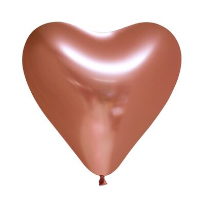6 Heartshape Mirror balloons 12" copper