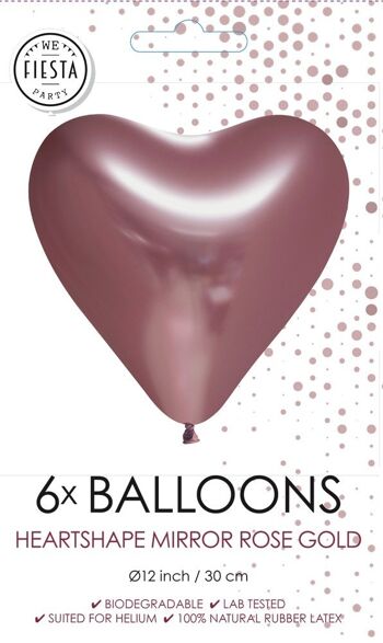 6 ballons Heartshape Mirror 12" or rose 2