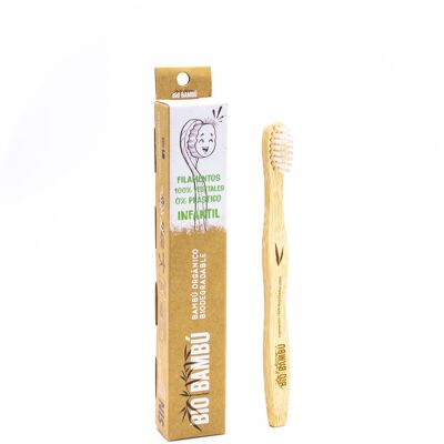 Brosse à dents BioBamboo pour enfants. 0% plastique. Filaments d'origine végétale. Dureté: mous.