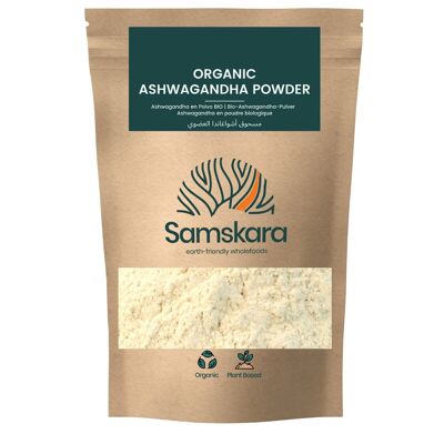 Ashwagandha-Pulver BIO | Withania Somnifera Indischer Ginseng | Öko-Landwirtschaft | Ayurvedische Arten aus Indien | Samskara | 250g