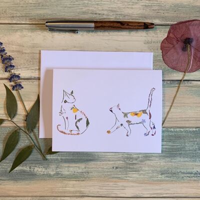 Pressed Flower Cats Card
