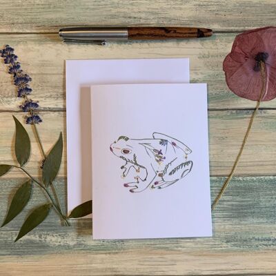 Pressed Flower Frog Card