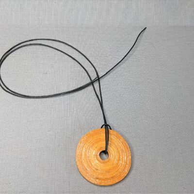 Chic beaded pendant made from recycled paper "John" - brown/rust colored - with ribbon