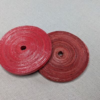 Elegante ciondolo con perline in carta riciclata "John" - Rosso - Senza cordino
