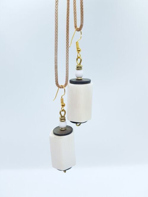 Edle Perlen-Ohrringe aus Glas, Stein, Messing "Happy Marrakesch" - Weißes Quadrat