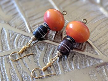 Boucles d'oreilles perles nobles en verre, pierre, laiton "Happy Marrakech" - boucles d'oreilles perles orange-marron 1