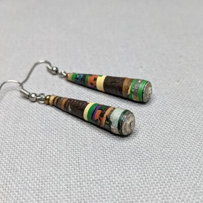 Paper Bead Drop Earrings "Happy Whoopy" - Dark Multicolored