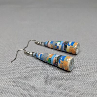 Paper Bead Drop Earrings "Happy Whoopy" - Light Multicolored