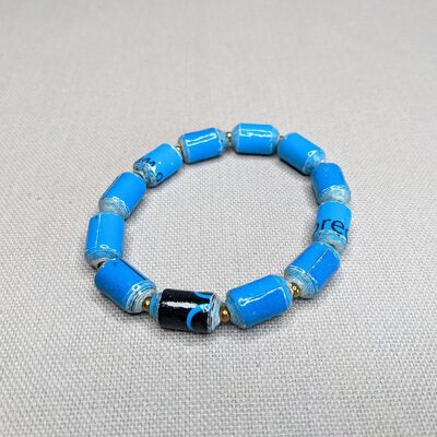 Armband aus zylinderförmigen Papierperlen "Kribi" - Blau