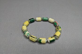 Bracelet recyclé en perles de papier cylindriques "Kribi" - Jaune 1